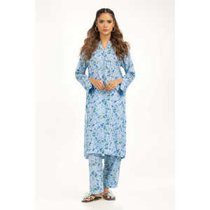 ชุดเซ็ตพิมพ์ลายสีฟ้าสำหรับฤดูใบไม้ผลิ/ฤดูร้อนสำหรับผู้หญิง ชุดลำลอง 2 ชิ้น ไซส์ XS XXS - Product Image 4