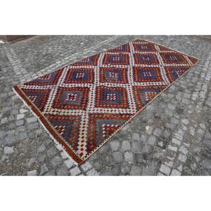 Tapis turc Vintage de Style chinois traditionnel rouge bleu 5.4 X 10.6ft laine matériel avec support en Latex pour couloir de salon - Product Image 3