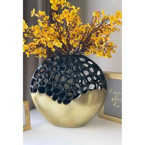 Circular hecho a mano boda aluminio florero centro de mesa decorativo portátil hogar sala de estar elegante maceta - Product Image 2