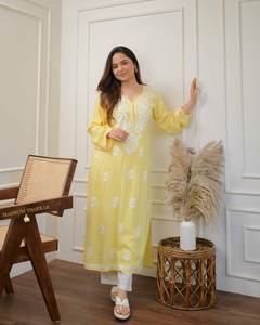 Conjunto Kurti de Mujer para Boda, Bordado con Hilo de Rayón Suave de Alta Calidad, Diseño de Última Moda, por FabZone, Ropa India y Pakistaní - Product Image 5