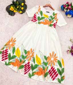 Conjunto Kurti de Seda Chanderi Bordada a Mano para Mujer, Estilo Moderno, Forro de Seda, Encaje Sólido, Crepé Natural, Color Caramelo Otoñal, Superventas - Product Image 3