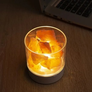 Lámpara de sal de cristal del Himalaya con carga USB, luz nocturna, decoración purificadora de aire tallada, iones negativos coloridos, decorativa para la noche - Product Image 1