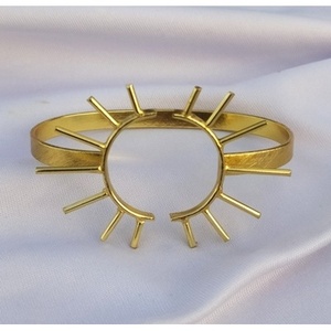 Bohemia Brass Cuff <b>Bracelets</b>-Handmade & Gold Plated Unisex Sun Pattern - Product Image 3