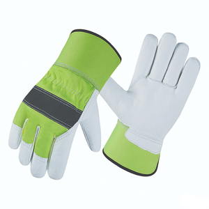 Guantes canadienses reflectantes Rigger Hi Vis utilizados para trabajos de seguridad en la construcción Rigger canadiense Heavy Duty Split Leather Hand Protect - Product Image 4