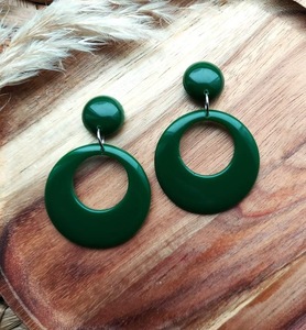 Boucles d'oreilles en résine brodée, bijoux de mode en acier inoxydable faits à la main pour femmes et filles, look classique de mariage, haute qualité - Product Image 2