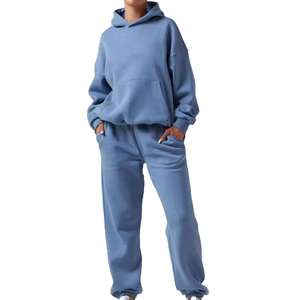 Conjunto de chándales de hombre pesado con logotipo personalizado de gran tamaño de alta calidad, ropa informal estampada con capucha, chándal deportivo de algodón holgado acampanado - Product Image 4