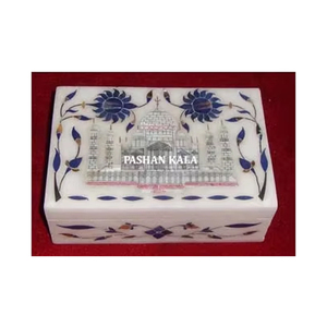 Caja de Incrustaciones de Mármol Blanco con Diseño del Taj Mahal, la Más Popular, la Mejor Caja de Almacenamiento de Joyas para Decoración del Hogar y Regalos - Product Image 1