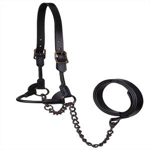 Originals Bronze Beauty Premium Roulé Rond En Cuir Bovin Show Halter Avec Chaîne Assortie Laisse Pliable - Product Image 1