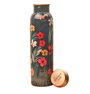 Artistic Floral Printed Metal Water Bottle Reusable Leak Proof Drinking Bottle for for Office Travel <b>Gym</b> and Gifting - Product Image 1