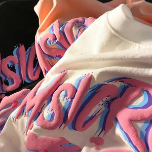 Personalizado para hombre Puff Imprimir Streetwear Tee OEM Fábrica de algodón de gran tamaño T Shirt 3D Raised Logo Design Shirt - Product Image 3