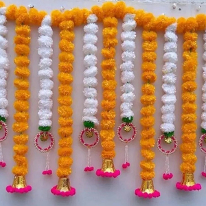 Artificial Marigold Garlands Flowers Front Door Hangings Toran for Home Decoration Window Valance Entryway Diwali Decoration - Product Image 1