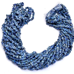 Lapis Lazuli pierres précieuses non coupées puces 4mm collier de perles Lapis pierres précieuses semi-précieuses pépites lisses perles pour la fabrication de bijoux fournitures - Product Image 1