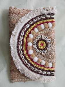 Sacs à main en jute faits sur mesure avec des garnitures de coquille de perles multicolores et des franges en coton pour les magasins d'accessoires de mode et les magasins de sacs - Product Image 3