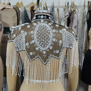 Handmade Vintage Flapper Party Shawl Wraps with Sequin Beaded <b>Bolero</b> Embroidery Cape for Evening Bridal Cover Ups <b>Fur</b> Shawls - Product Image 1