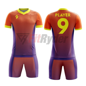 ชุดเสื้อฟุตบอลพิมพ์ลายโลโก้แบบเต็มตัว พร้อมกางเกงขาสั้น สำหรับสโมสรและทีมฝึกซ้อม ผลิตจากโพลีเอสเตอร์ 100% สำหรับทุกเพศ - Product Image 3