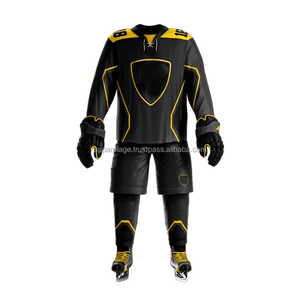 Custom Logo Professional Team <b>Adult</b> Polyester Ice Hockey Uniform Tackle Twill <b>Embroidery</b> Jersey Set with Professional Style - Product Image 5