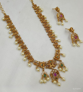 <b>South</b> Iindian Kundan Temple <b>Jewellery</b> Traditional Antique Bridal Wedding <b>Jewellery</b> Heavy Gold Plated Women <b>Jewellery</b> Set Women - Product Image 1