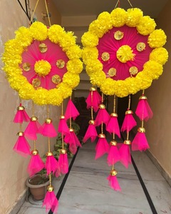 Jhoomar แขวนอยู่บ้านเทศกาลแต่งงานตกแต่งฝันที่จับเป็นรูปลูกปัดทองดอกดาวเรือง Gota tikki ระฆังขนาดเล็กสีเหลืองสำหรับทารก - Product Image 3