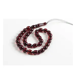 Olives Shape Red Cherry Color Chaplet 15.39g Baltic Amber Moslem Prayer Beads