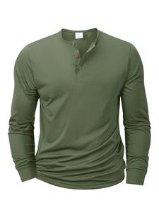 Men's Long Sleeved <b>Henley</b> Neck T-<b>shirt</b> Slim Fit Bottoming <b>Shirt</b> Fitness Tops Tees Button Neck Casual Cozy T <b>shirt</b> - Product Image 3