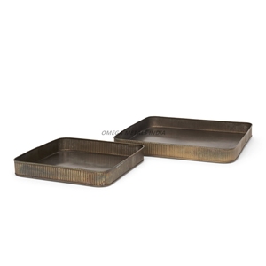Plateau de service rond marron rustique avec poignées en métal et finition lisse parfait pour la décoration intérieure et divertir les invités élégamment - Product Image 6