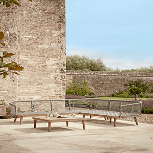 Outdoor Dining Set Natural Teak With Woven Rope and Cushion for Garden Patio Vila Furniture - Gemila - Product Image 3