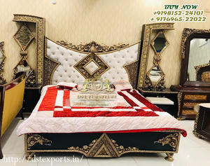 วินเทจหนักกรอบแกะสลักเฟอร์นิเจอร์ห้องนอนซื้อใบไม้สีทองแกะสลักเตียงและชุดห้องนอนออกแบบห้องดีลักซ์เตียงขนาดคิงไซส์ - Product Image 5