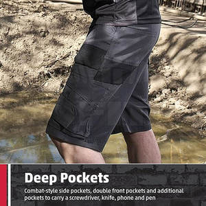 Vente en gros Short cargo unisexe Mid Fitness taille élastique en coton personnalisé High Street Solid Pattern Logo Decoration Men's Work - Product Image 4