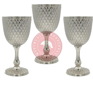 ชุดแก้วไวน์เคลือบเงินสุดหรู |   ถ้วยแก้วลายเพชรนูน |   ภาชนะโลหะดีไซน์หรูสำหรับตกแต่งโต๊ะและเป็นของขวัญ - Product Image 6