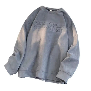 Sweat-shirt unisexe en molleton français de haute qualité 500GSM, logo personnalisé hip-hop, impression en relief 3D, 100% coton, col rond, sweat-shirt à capuche en relief - Product Image 1