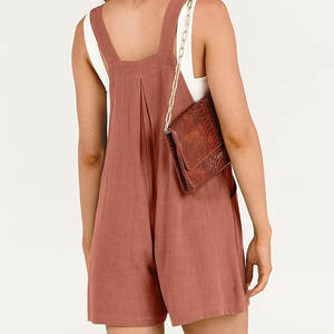 Summer Women's Fashion <b>Jumpsuit</b> Casual Elegant Solid Color Knitted Shoulder Strap Short Loose Fit Wide Leg Playsuit - Product Image 6