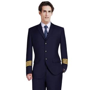 HSI 航空机长制服 2 件套 航空公司空姐机场迎宾员保安制服套装 长袖针织 - Product Image 1