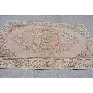 Tapis en laine turque Vintage bleu Beige traditionnel 5.6X8.6 pieds Design Patchwork de grande surface pour salon décor de couloir nouveau Latex - Product Image 3