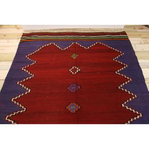 Tapis turc vintage 5,2x8,1 pi (158x247 cm), tapis Ikat rouge - Product Image 3