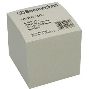 Wood-Free Grey 800 Sheets 100% Recycled Paper <b>Memo</b> <b>Pad</b> 9x9x9cm SOENNECKEN - Product Image 1