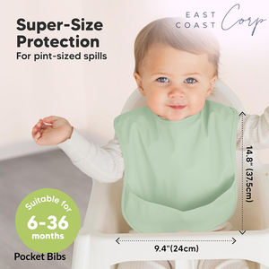 ผ้ากันเปื้อนสำหรับป้อนอาหารเด็กแบบตาข่ายกระเป๋าที่จับได้ลึกน้ำหนักเบาและปลอดภัยเกรดอาหาร - Product Image 5