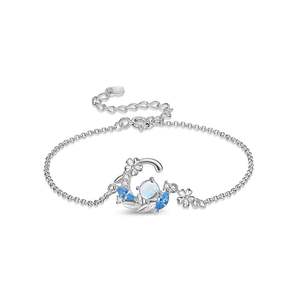 Pulsera de Plata de Ley con Cristal de Piedra Lunar y Diseño de Flor de Fantasía Jeulia - Product Image 1