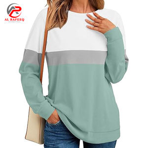 Sudaderas bordadas personalizadas para mujer Puff estampado liso casual Jersey de algodón en relieve Sudadera de cuello redondo de gran tamaño para mujer - Product Image 4