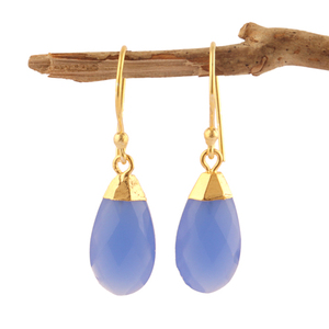 ต่างหูแฟชั่นทรงหยดน้ำตา,ต่างหูชุบทองมีตะขอทำจากหินลูกแพร์สีน้ำเงินสำหรับเป็นของขวัญให้เธอ - Product Image 1