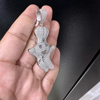 Colgantes y Dijes de Joyería Fina de Plata de Ley 925 Bañados en Oro con Diamantes de Moissanita, Estilo Hip Hop Iced Doughboy, Regalo de Cumpleaños