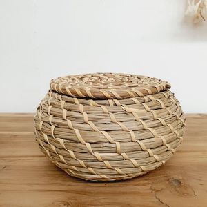ตะกร้าหวายไม้ไผ่พร้อมฝาปิดปรับขนาดได้ตะกร้าสานทรงกลมดีไซน์ทันสมัยเป็นมิตรกับสิ่งแวดล้อมทำด้วยมือ - Product Image 4