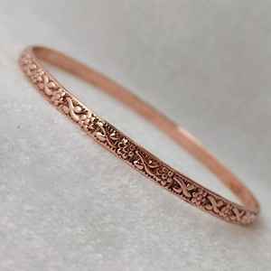กำไลข้อมือดีไซน์ด้วยทองแดงบริสุทธิ์สร้อยข้อมือดอกไม้กำไลข้อมือแบบเรียงซ้อนกำไลข้อมือทองแดงสำหรับผู้หญิงของขวัญวันครบรอบ7th - Product Image 2