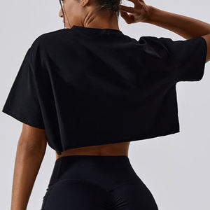 Meilleures ventes Personnaliser Logo Impression Street Wear Crop Top Coton Oversized Cropped Pour Les Femmes - Product Image 6