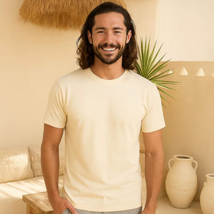 T-shirt unisexe décontracté Ultifresh 100% coton tissé anti-taches sérigraphié brodé logo personnalisé uni dos col rond - Product Image 3