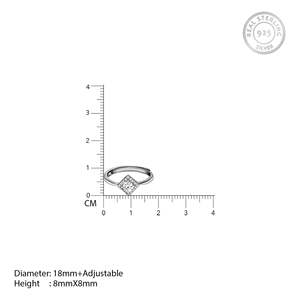 14K แหวนเพทายสีเงินแท้สำหรับผู้หญิงแหวนสี่เหลี่ยมสมมาตรประดับด้วยขอบพลอยการตั้งค่ารูปแบบทางเรขาคณิตที่ทันสมัยเครื่องประดับที่ดี - Product Image 5