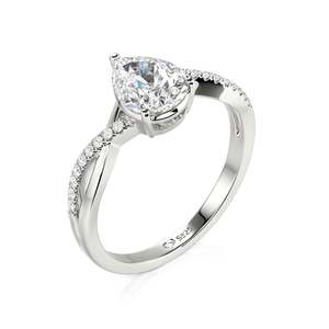 Anillo de Compromiso Jeulia Personalizado, Minimalista, con Diamante en Forma de Pera - Product Image 2