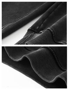 Custom Distressed Embroidered Applique <b>Hoodie</b> <b>for</b> <b>Men</b> 14oz 70% Cotton 30% Polyester Terry Zipper-Up Solid Pattern <b>Black</b> Hooded - Product Image 4