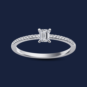 Anillo Compacto con Diamante Cultivado en Laboratorio, Corte Esmeralda, Micro Caress, 0.30 Quilates, H+-SI, Elaborado en Oro Sólido de 14K, Regalo para Ocasiones Especiales - Product Image 1