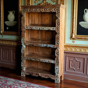 <b>Rustic</b> Wooden Bookshelf for Home Office Living Room Bedroom School or Hotel Durable Metal <b>Cabinet</b> for Book Storage - Product Image 2