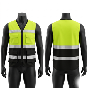 Gilet de sécurité orange en maille polyester 140 GSM de qualité supérieure avec panneau réfléchissant, impression personnalisée et logo brodé - Product Image 3